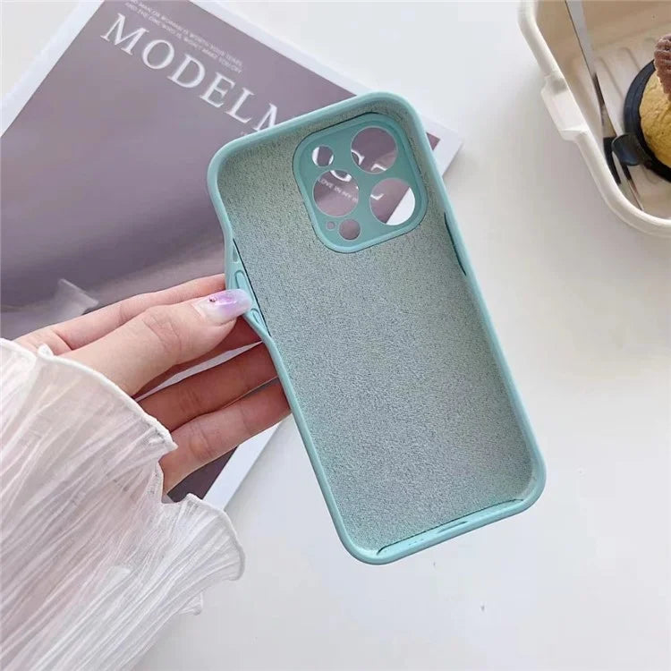 For iPhone 14 Pro Max Case Strip Pattern Shockproof Liquid Silicone Phone Cover