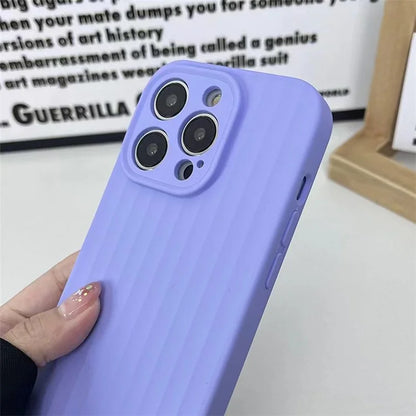 For iPhone 14 Pro Max Case Strip Pattern Shockproof Liquid Silicone Phone Cover