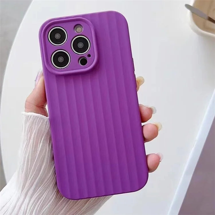 For iPhone 14 Pro Max Case Strip Pattern Shockproof Liquid Silicone Phone Cover