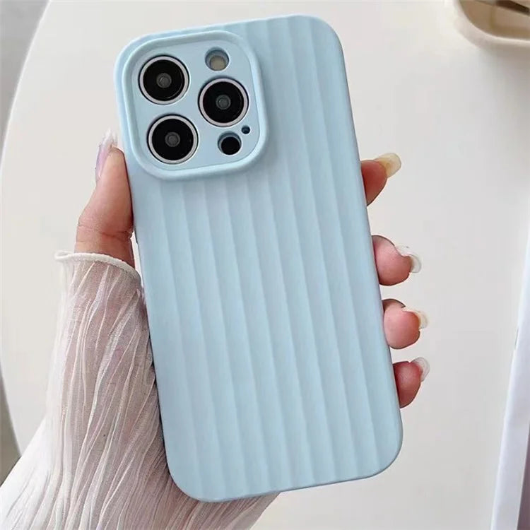 For iPhone 13 Pro Case Vertical Strip Design Anti-Scratch Protective Liquid Silicone Phone Cover