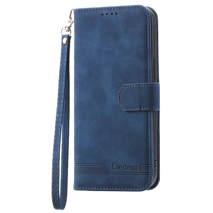 DIERFENG DF-03 Leather Cover for Samsung Galaxy M62 Case Lines Imprinted Wallet Stand Shell