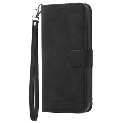 DIERFENG DF-03 Leather Cover for Samsung Galaxy M62 Case Lines Imprinted Wallet Stand Shell