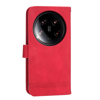 DIERFENG DF-03 Wallet Case for Xiaomi 14 Ultra Phone Shell Lines Imprinted Flip Stand Cover