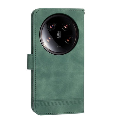 DIERFENG DF-03 Wallet Case for Xiaomi 14 Ultra Phone Shell Lines Imprinted Flip Stand Cover