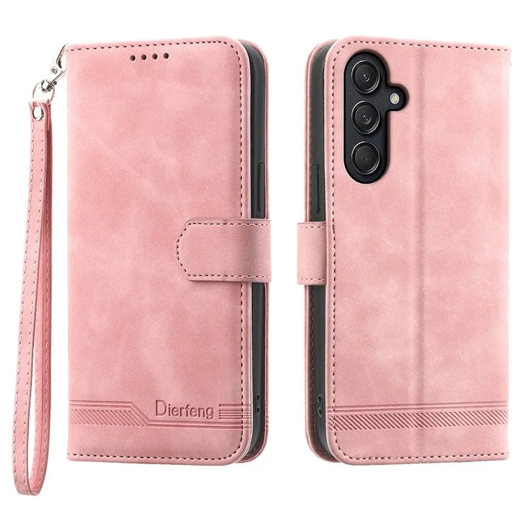 DIERFENG DF-03 For Samsung Galaxy M55 5G / C55 5G / F55 5G Wallet Case Lines Imprinted Leather Phone Cover