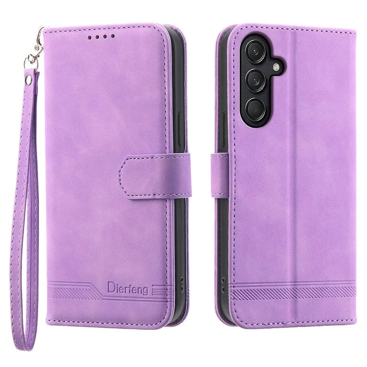 DIERFENG DF-03 For Samsung Galaxy M55 5G / C55 5G / F55 5G Wallet Case Lines Imprinted Leather Phone Cover