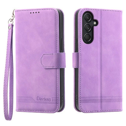 DIERFENG DF-03 For Samsung Galaxy M55 5G / C55 5G / F55 5G Wallet Case Lines Imprinted Leather Phone Cover