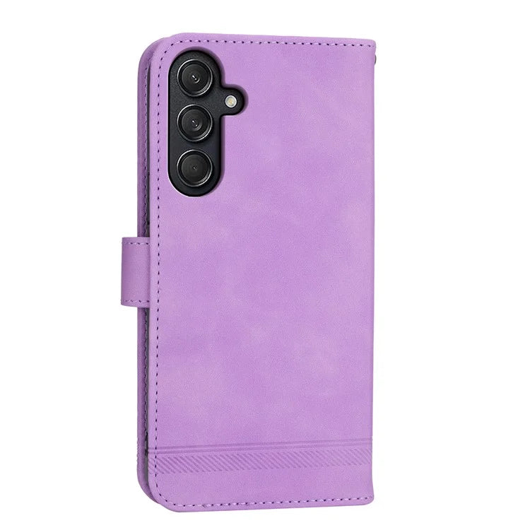 DIERFENG DF-03 For Samsung Galaxy M55 5G / C55 5G / F55 5G Wallet Case Lines Imprinted Leather Phone Cover