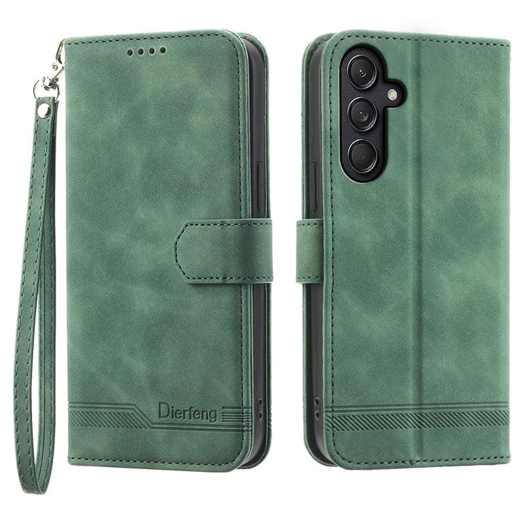 DIERFENG DF-03 For Samsung Galaxy M55 5G / C55 5G / F55 5G Wallet Case Lines Imprinted Leather Phone Cover