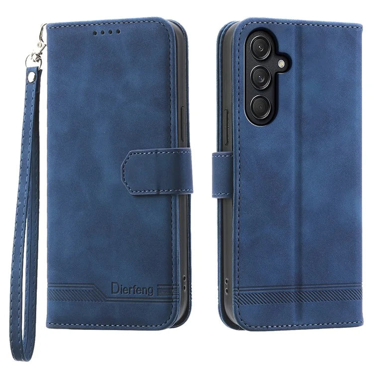 DIERFENG DF-03 For Samsung Galaxy M55 5G / C55 5G / F55 5G Wallet Case Lines Imprinted Leather Phone Cover