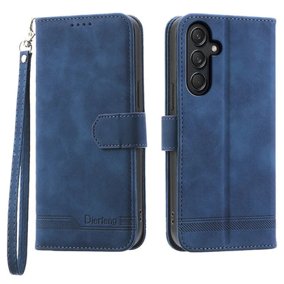 DIERFENG DF-03 For Samsung Galaxy M55 5G / C55 5G / F55 5G Wallet Case Lines Imprinted Leather Phone Cover