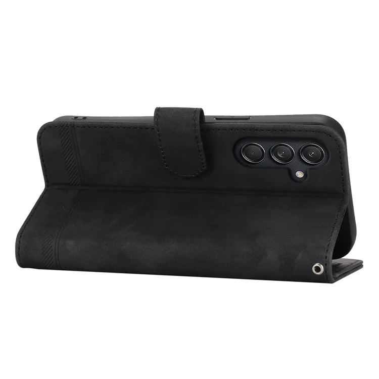 DIERFENG DF-03 For Samsung Galaxy M55 5G / C55 5G / F55 5G Wallet Case Lines Imprinted Leather Phone Cover