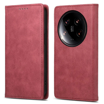 DF-05 For Xiaomi 14 Ultra Case Shockproof PU Leather Business Phone Cover with Stand Function
