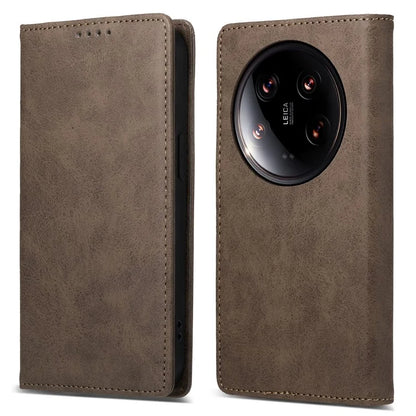 DF-05 For Xiaomi 14 Ultra Case Shockproof PU Leather Business Phone Cover with Stand Function