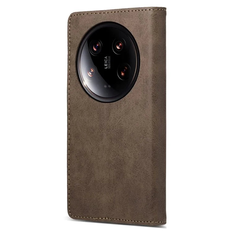 DF-05 For Xiaomi 14 Ultra Case Shockproof PU Leather Business Phone Cover with Stand Function