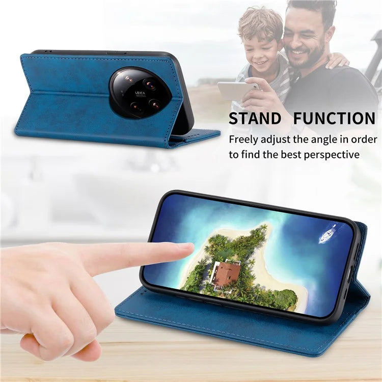 DF-05 For Xiaomi 14 Ultra Case Shockproof PU Leather Business Phone Cover with Stand Function