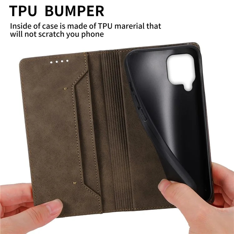 DF-05 For Samsung Galaxy M62 Wallet Case with RFID Blocking PU Leather Magnetic Absorption Phone Cover