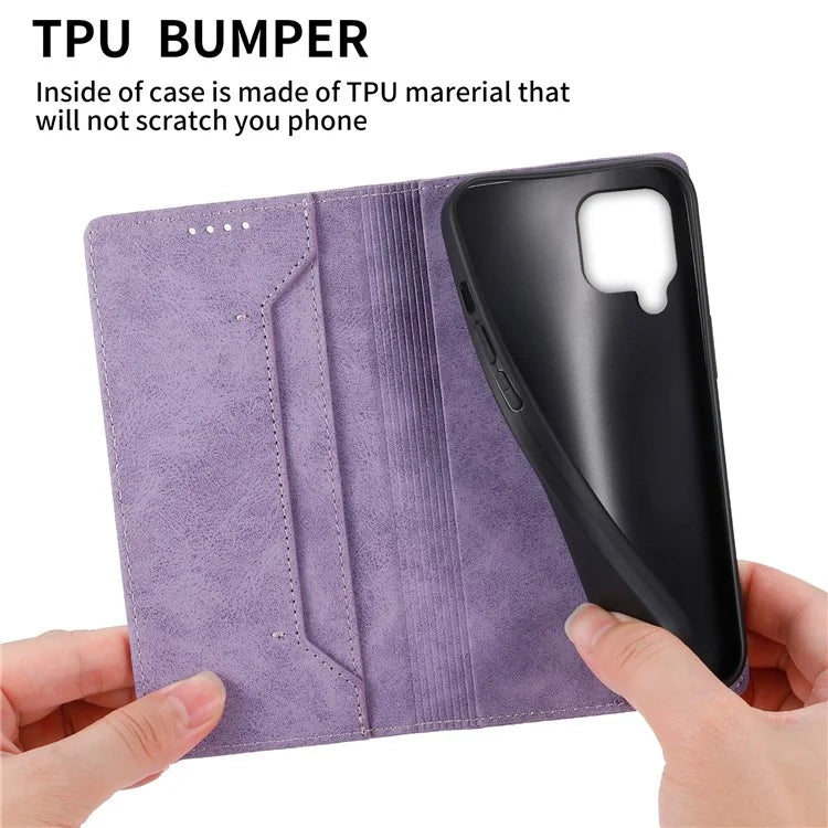 DF-05 For Samsung Galaxy M62 Wallet Case with RFID Blocking PU Leather Magnetic Absorption Phone Cover