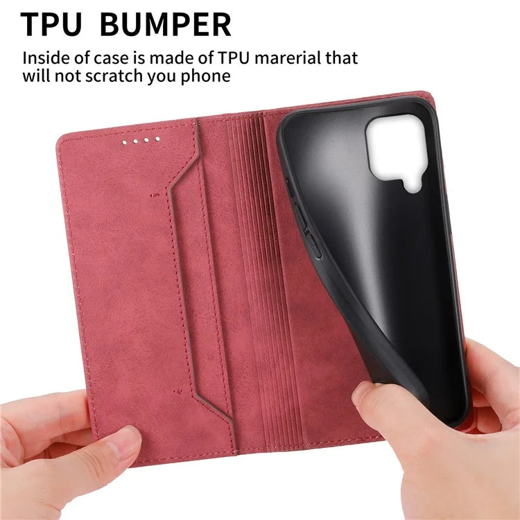 DF-05 For Samsung Galaxy M62 Wallet Case with RFID Blocking PU Leather Magnetic Absorption Phone Cover
