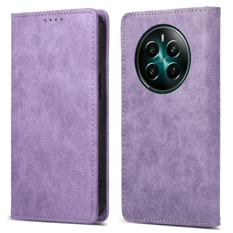 DF-05 For Realme 12+ 5G / Narzo 70 Pro 5G Case Magnetic PU Leather Wallet-Style Business Phone Cover