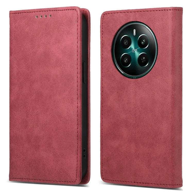 DF-05 For Realme 12+ 5G / Narzo 70 Pro 5G Case Magnetic PU Leather Wallet-Style Business Phone Cover