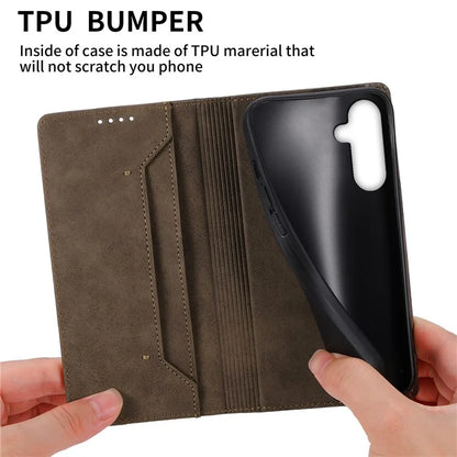DF-05 For Samsung Galaxy M15 5G / F15 5G Case PU Leather Hidden Magnet Folio Phone Cover
