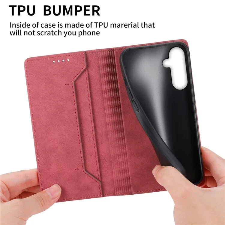 DF-05 For Samsung Galaxy M15 5G / F15 5G Case PU Leather Hidden Magnet Folio Phone Cover