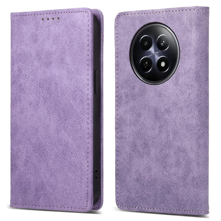 DF-05 For Realme 12 5G / 12x 5G Business Case PU Leather RFID Blocking Wallet Phone Cover