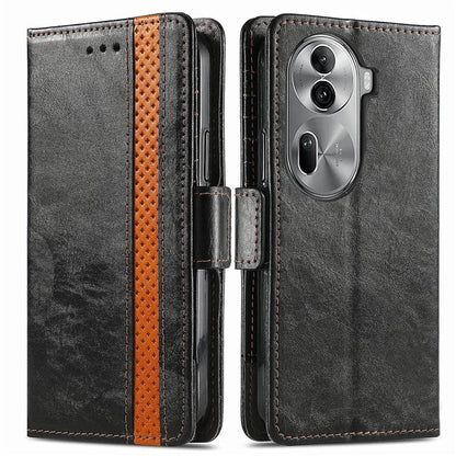 CASENEO 002 Series For Oppo Reno11 Pro 5G (Global) Leather Case Wallet Design Splicing Smart Phone Cover