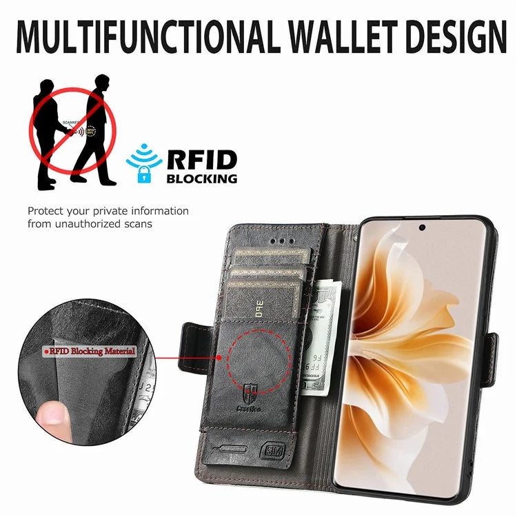CASENEO 002 Series For Oppo Reno11 Pro 5G (Global) Leather Case Wallet Design Splicing Smart Phone Cover