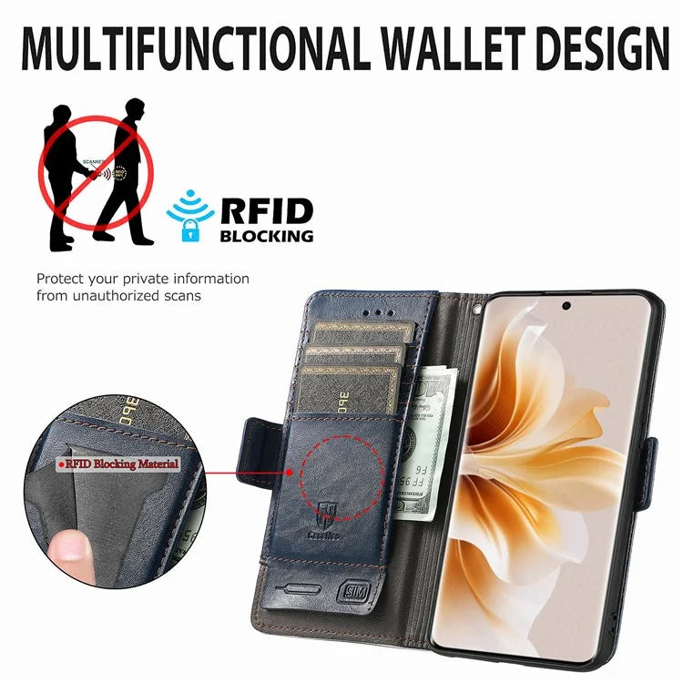 CASENEO 002 Series For Oppo Reno11 Pro 5G (Global) Leather Case Wallet Design Splicing Smart Phone Cover