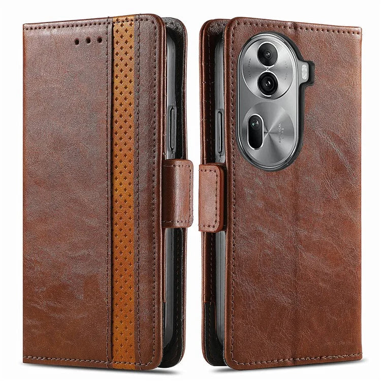 CASENEO 002 Series For Oppo Reno11 Pro 5G (Global) Leather Case Wallet Design Splicing Smart Phone Cover