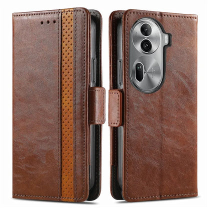 CASENEO 002 Series For Oppo Reno11 Pro 5G (Global) Leather Case Wallet Design Splicing Smart Phone Cover