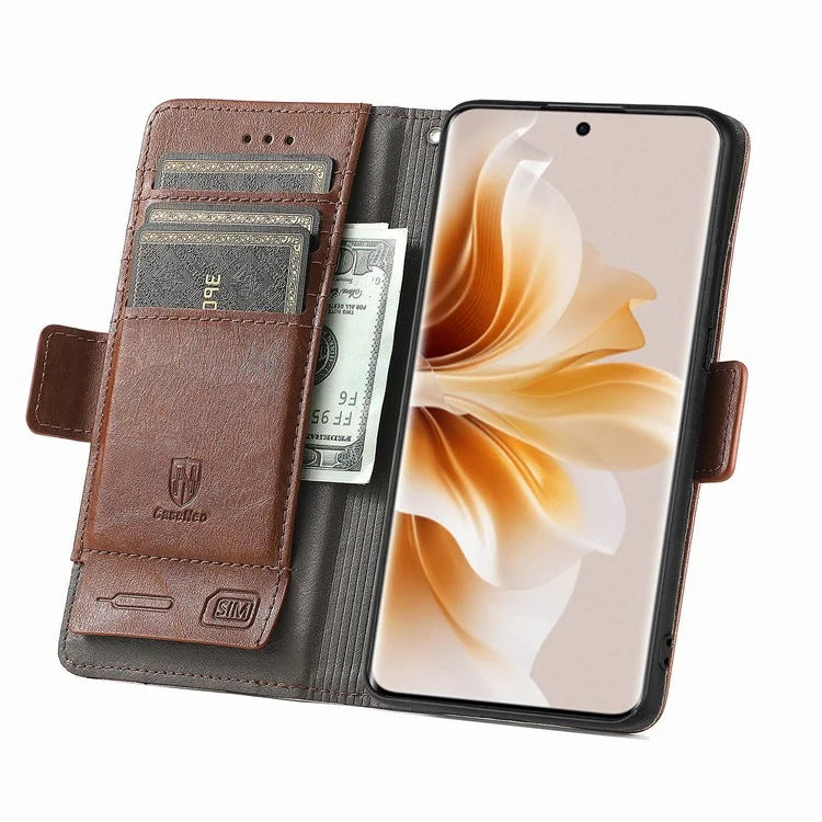 CASENEO 002 Series For Oppo Reno11 Pro 5G (Global) Leather Case Wallet Design Splicing Smart Phone Cover