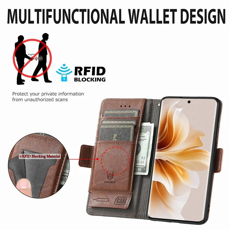 CASENEO 002 Series For Oppo Reno11 Pro 5G (Global) Leather Case Wallet Design Splicing Smart Phone Cover