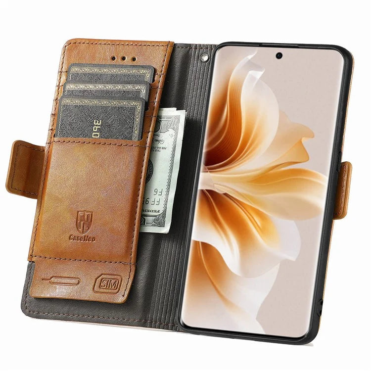 CASENEO 002 Series For Oppo Reno11 Pro 5G (Global) Leather Case Wallet Design Splicing Smart Phone Cover