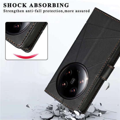 DF-06 For Xiaomi 14 Ultra Case Line Imprinted Leather Phone Cases Wholesale
