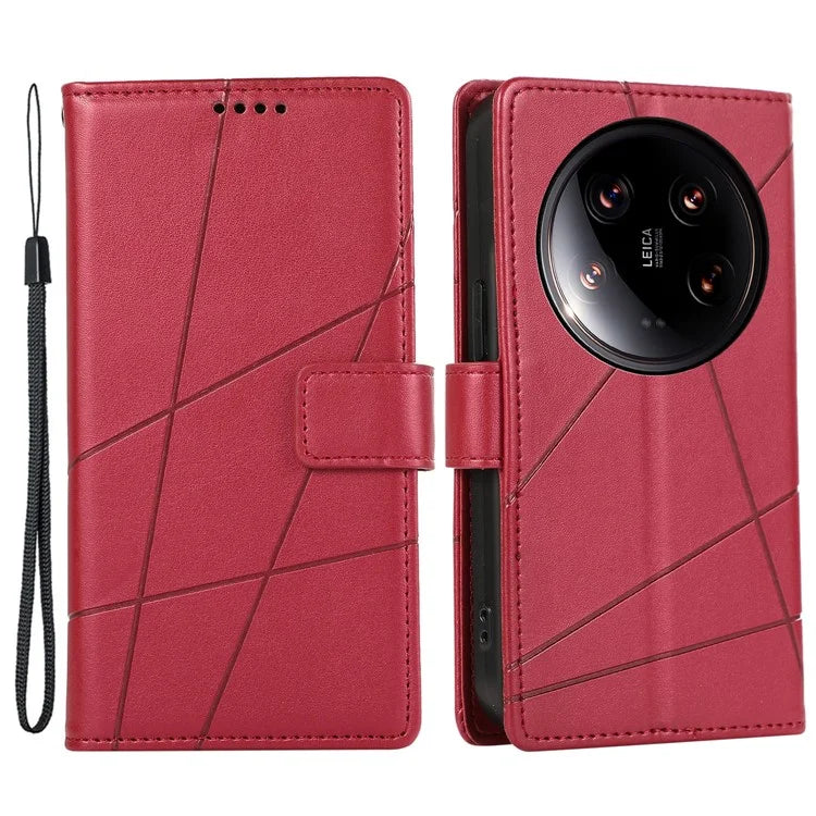 DF-06 For Xiaomi 14 Ultra Case Line Imprinted Leather Phone Cases Wholesale