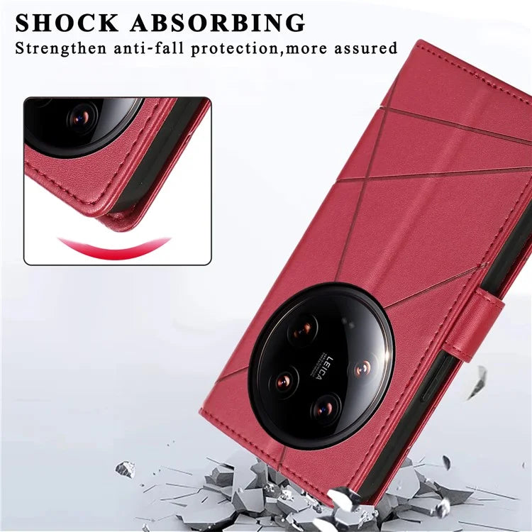 DF-06 For Xiaomi 14 Ultra Case Line Imprinted Leather Phone Cases Wholesale