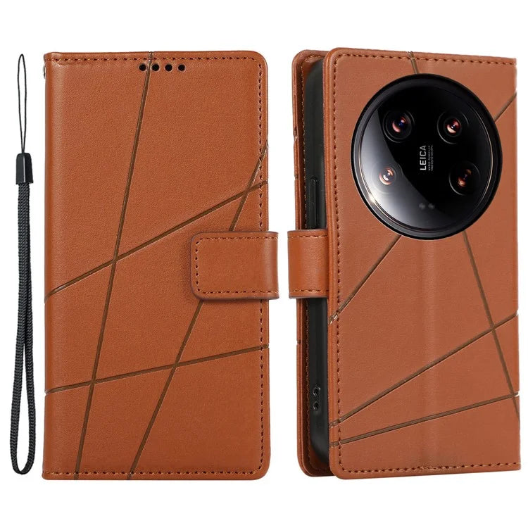 DF-06 For Xiaomi 14 Ultra Case Line Imprinted Leather Phone Cases Wholesale
