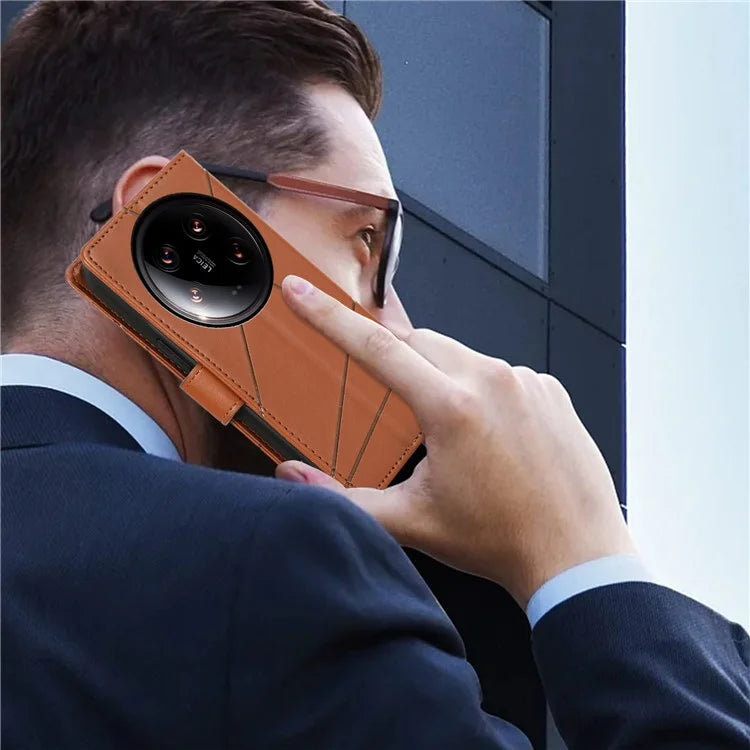DF-06 For Xiaomi 14 Ultra Case Line Imprinted Leather Phone Cases Wholesale