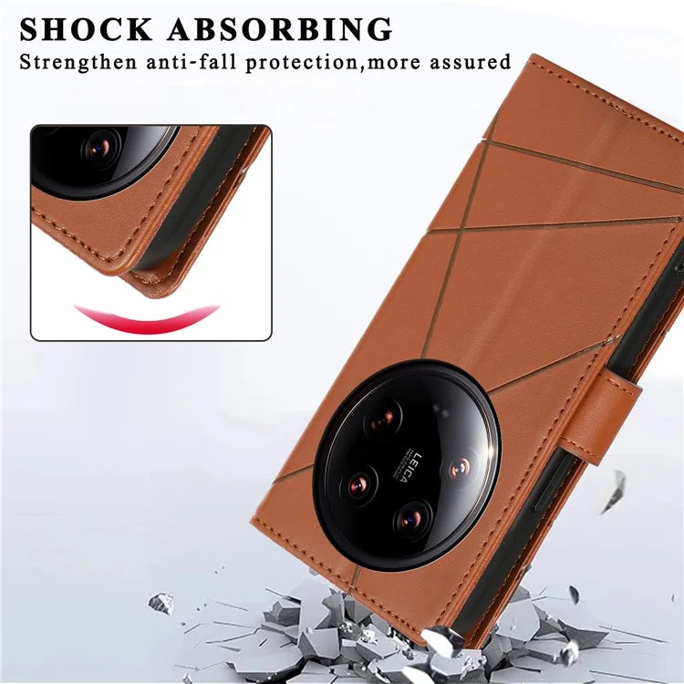 DF-06 For Xiaomi 14 Ultra Case Line Imprinted Leather Phone Cases Wholesale