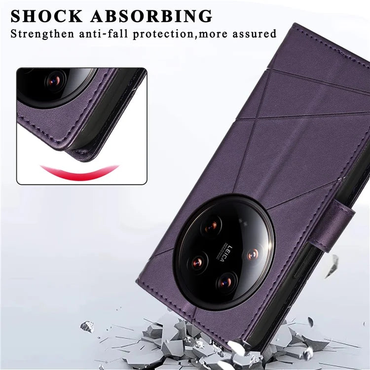 DF-06 For Xiaomi 14 Ultra Case Line Imprinted Leather Phone Cases Wholesale