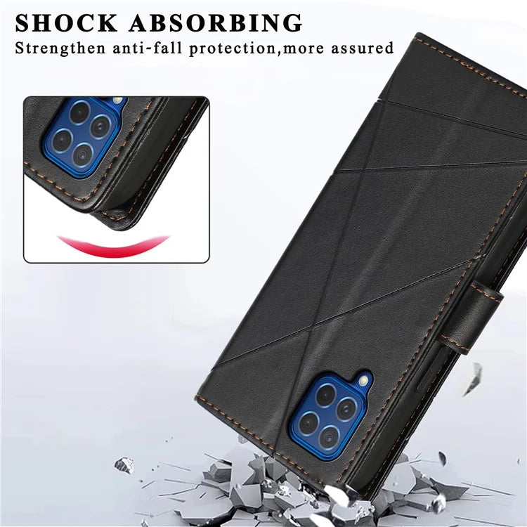 DF-06 For Samsung Galaxy M62 Case PU Leather Line Imprinted Flip Cover Cell Phone Accessories Wholesale