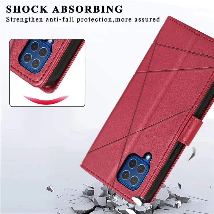DF-06 For Samsung Galaxy M62 Case PU Leather Line Imprinted Flip Cover Cell Phone Accessories Wholesale