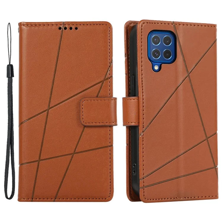 DF-06 For Samsung Galaxy M62 Case PU Leather Line Imprinted Flip Cover Cell Phone Accessories Wholesale