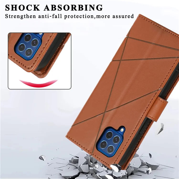DF-06 For Samsung Galaxy M62 Case PU Leather Line Imprinted Flip Cover Cell Phone Accessories Wholesale