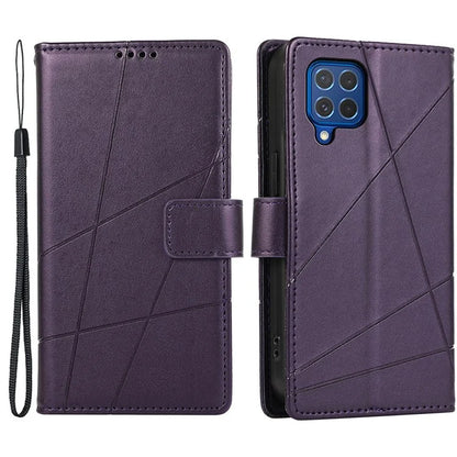 DF-06 For Samsung Galaxy M62 Case PU Leather Line Imprinted Flip Cover Cell Phone Accessories Wholesale