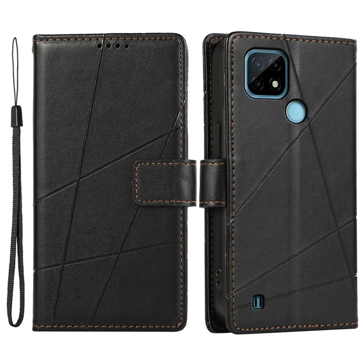 DF-06 For Realme C21 4G Wallet Case Cell Phone Accessory Wholesale Line Imprint Leather Phone Cover