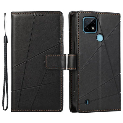 DF-06 For Realme C21 4G Wallet Case Cell Phone Accessory Wholesale Line Imprint Leather Phone Cover